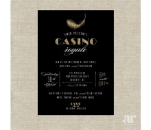 Casino Royale Black Feather Poker Vegas Birthday Party Printable Invitation